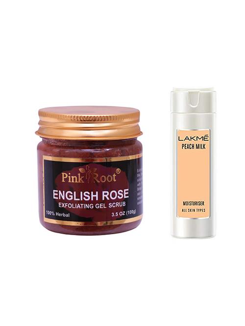 pink root english rose scrub with lakme peach milk moisturiser lotion - 17385970 - Very Small Image - 1