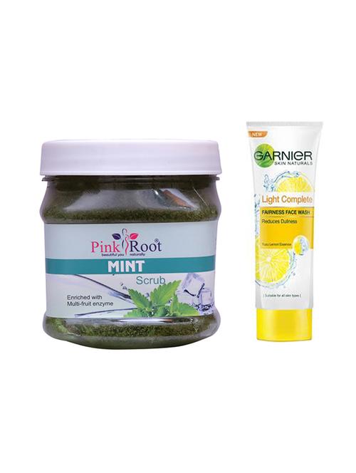 pink root mint scrub with garnier light complete fairness face wash - 17386095 - Very Small Image - 1
