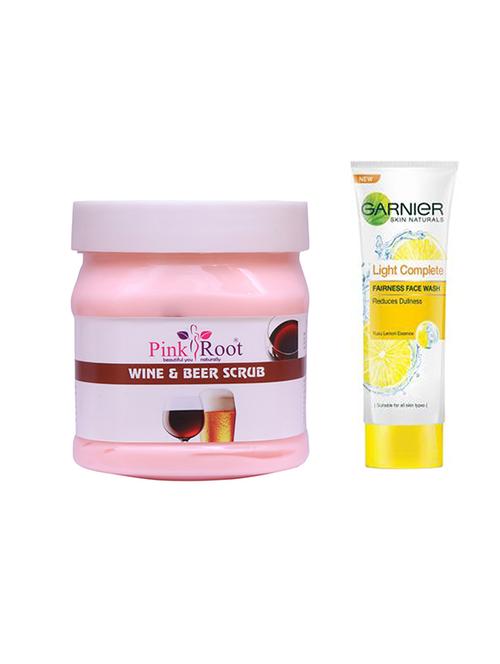 pink root wine & beer scrub with garnier light complete fairness face wash - 17386104 - Very Small Image - 1