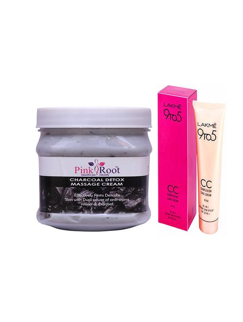 pink root charcoal massage cream with lakme 9to5 cc cream - 17386260 - Very Small Image - 1