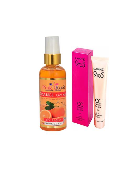 pink root orange face wash with lakme 9to5 cc cream - 17386300 - Very Small Image - 1