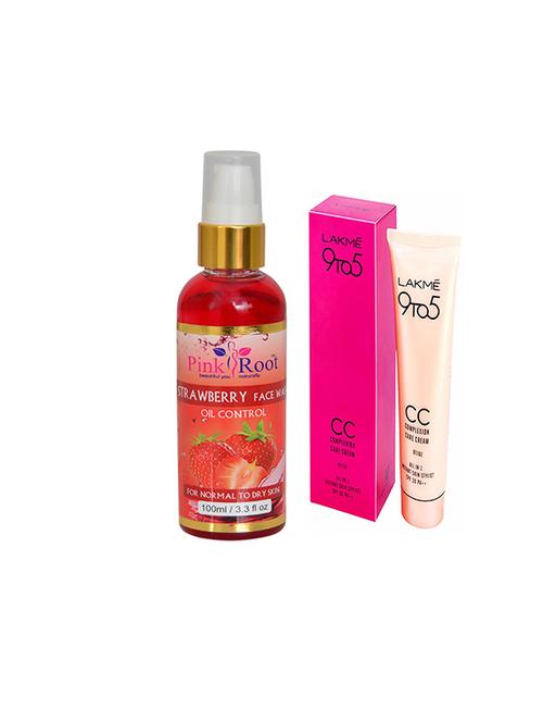 pink root strawberry face wash with lakme 9to5 cc cream - 17386303 - Very Small Image - 1