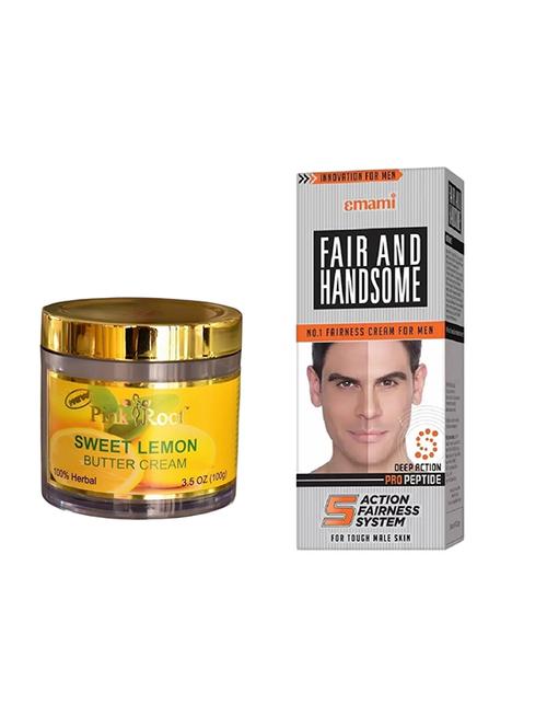 pink root sweet lemon butter cream 100gm with emami fair & handsome 30g - 17386340 - Very Small Image - 1