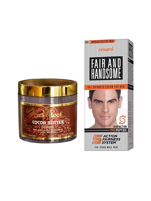 pink root cocoa butter scrub 100gm with emami fair & handsome 30g - 17386345 - Very Small Image - 1