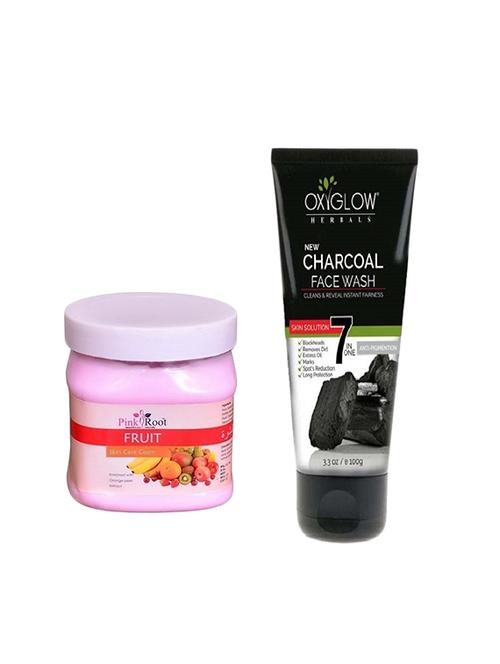 pink root fruit cream 500ml with oxyglow charcoal face wash - 17386400 - Very Small Image - 1