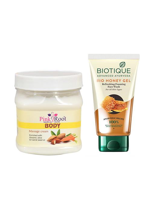 pink root body massage cream 500g with biotique honey facewash - 17386507 - Very Small Image - 1