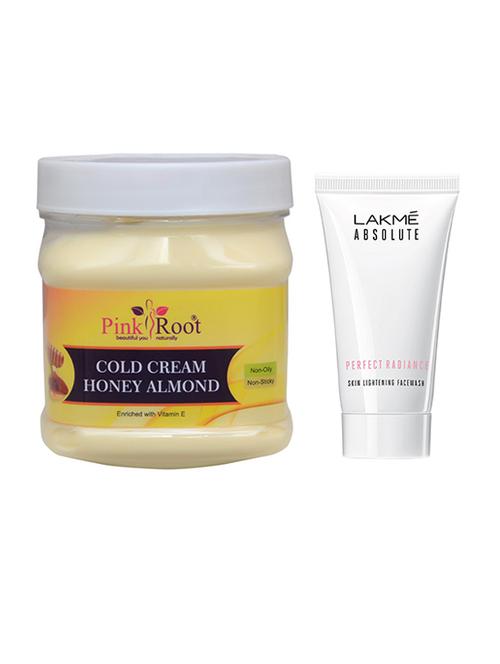 pink root honey almond cold cream with lakme absolute perfect radiance skin lightening face wash - 17386666 - Very Small Image - 1
