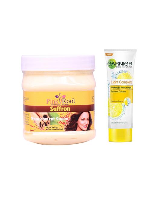 pink root saffron cream with garnier light complete fairness face wash - 17386686 - Very Small Image - 1