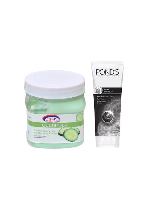 pink root cucumber cream 500g with pond's pure white anti pollution face wash 50g - 17387068 - Very Small Image - 1