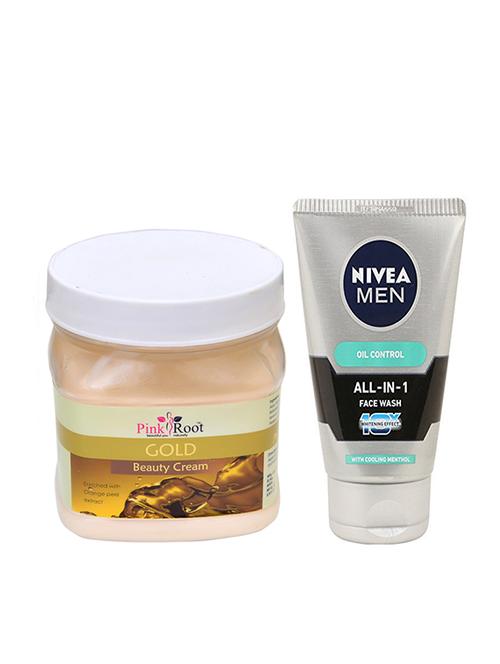 pink root gold cream 500ml with nivea oil control face wash - 17387163 - Very Small Image - 1