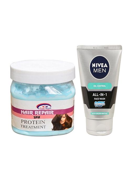 pink root hair spa cream 500ml with nivea oil control face wash - 17387165 - Very Small Image - 1