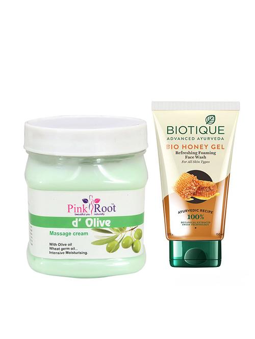 pink root d olive massage cream 500g with biotique honey facewash - 17387191 - Very Small Image - 1
