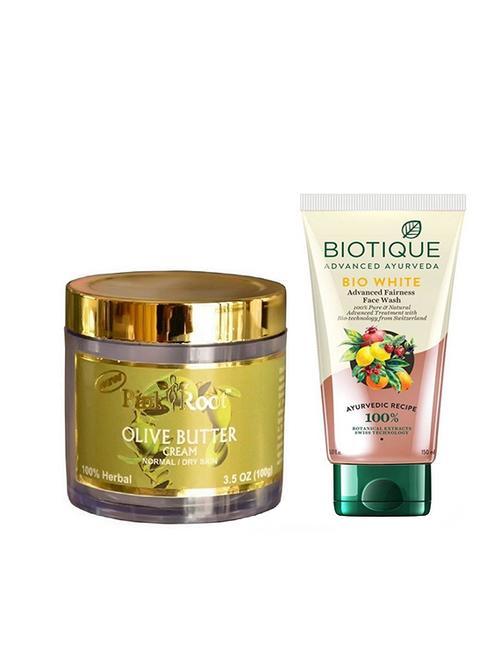 pink root olive butter cream 100g with biotique white fairness facewash - 17387294 - Very Small Image - 1