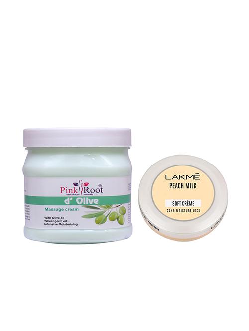pink root d' olive massage cream with lakme peach milk soft creme - 17387374 - Very Small Image - 1