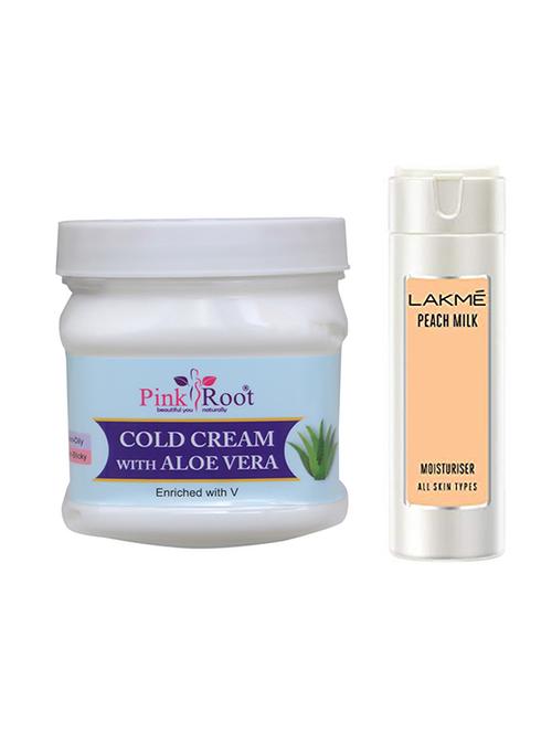 pink root aloe vera cold cream with lakme peach milk lotion - 17387483 - Very Small Image - 1