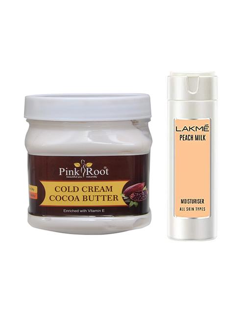 pink root cocoa butter cold cream with lakme peach milk lotion - 17387489 - Very Small Image - 1