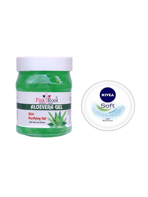 pink root aloevera gel with nivea soft vitamin e cream 100ml - 17387587 - Very Small Image - 1