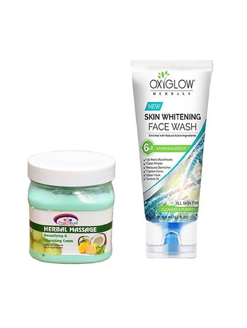 pink root herbal massage cream 500ml with oxyglow skin whitening face wash - 17387695 - Very Small Image - 1