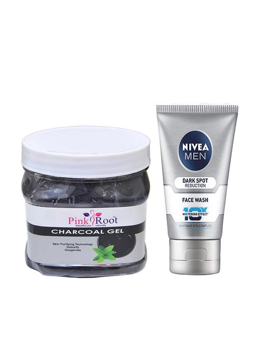 pink root chracoal gel 500ml with nivea men dark spot reduction face wash - 17387720 - Very Small Image - 1