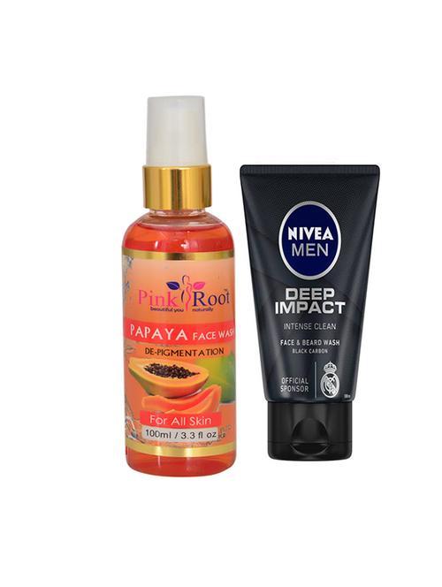 pink root papaya face wash with nivea deep impact face and beard wash - 17387903 - Very Small Image - 1