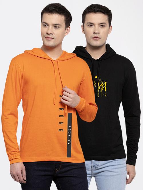 multi colored printed hooded t-shirts combo - 17390785 - Very Small Image - 1