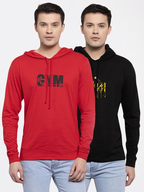 multi colored printed hooded t-shirts combo - 17390798 - Very Small Image - 1