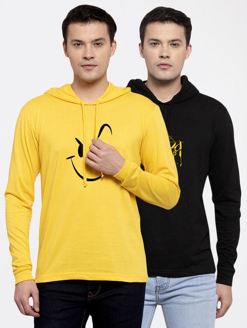 multi colored printed hooded t-shirts combo - 17390838 - Very Small Image - 1