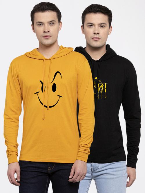 multi colored printed hooded t-shirts combo - 17390847 - Very Small Image - 1