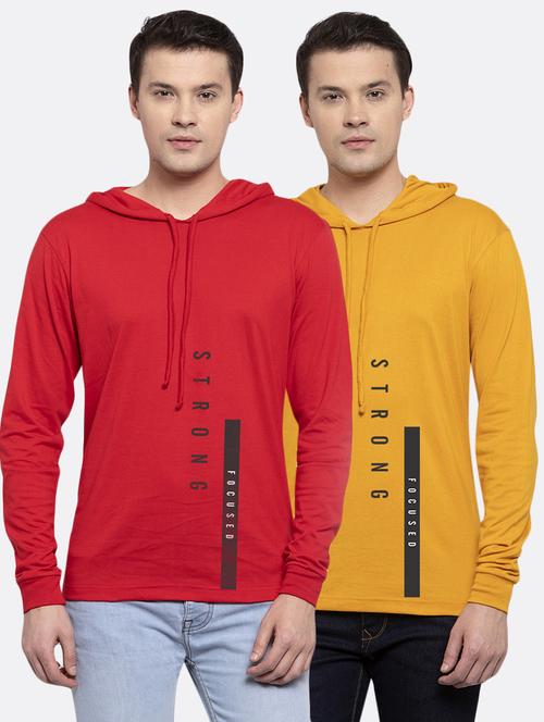 multi colored printed hooded t-shirts combo - 17390884 - Very Small Image - 1
