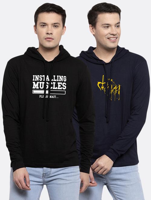 multi colored printed hooded t-shirts combo - 17390896 - Very Small Image - 1