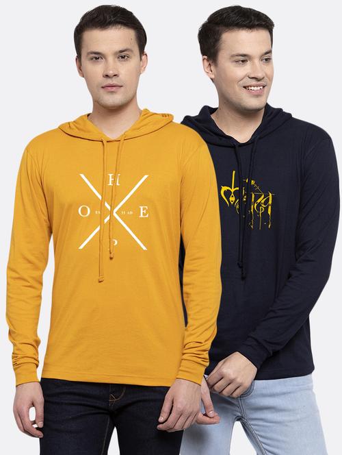 multi colored printed hooded t-shirts combo - 17390907 - Very Small Image - 1