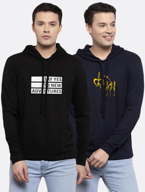 multi colored printed hooded t-shirts combo - 17390917 - Very Small Image - 1