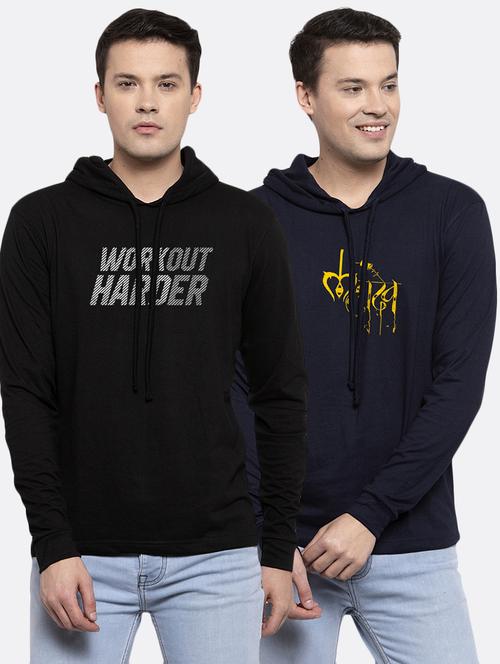 multi colored printed hooded t-shirts combo - 17390937 - Very Small Image - 1