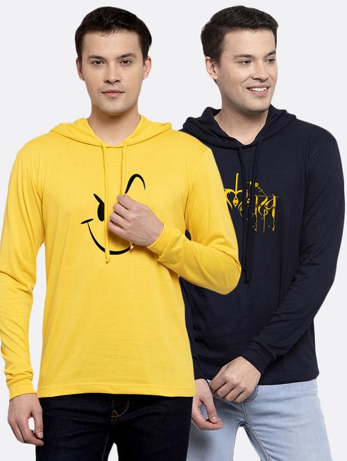 multi colored printed hooded t-shirts combo - 17390987 - Very Small Image - 1