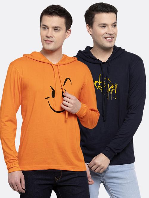 multi colored printed hooded t-shirts combo - 17390990 - Very Small Image - 1