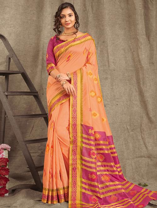self design bordered saree - 17391388 - Very Small Image - 1