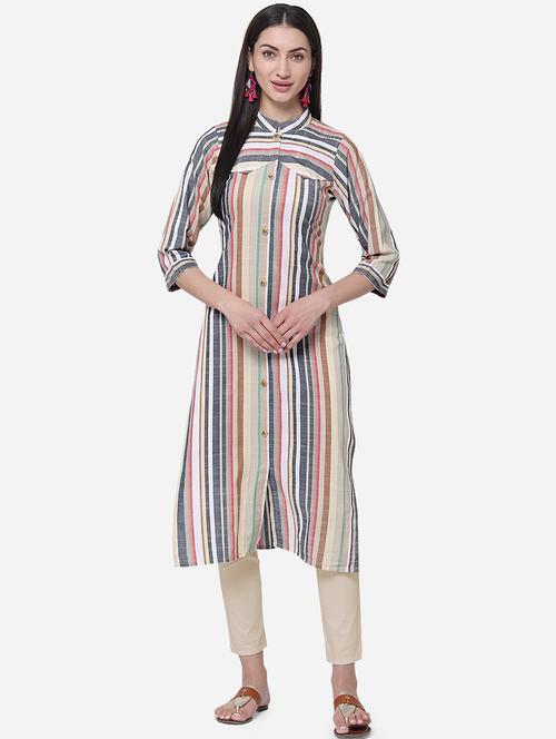striped straight kurta - 17391592 - Very Small Image - 1