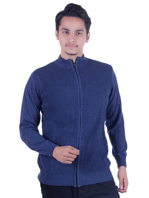 dark blue self design cardigan - 17391892 - Very Small Image - 1