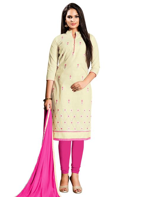 embroidered churidaar unstitched suit - 17393107 - Very Small Image - 1