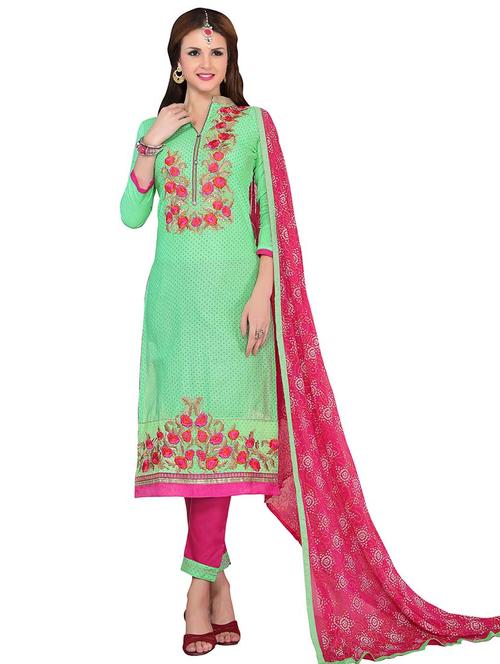 embroidered churidaar unstitched suit - 17393295 - Very Small Image - 1