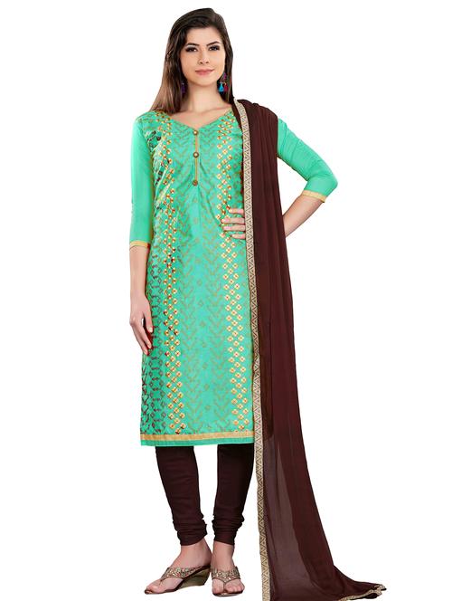 embroidered churidaar unstitched suit - 17393363 - Very Small Image - 1