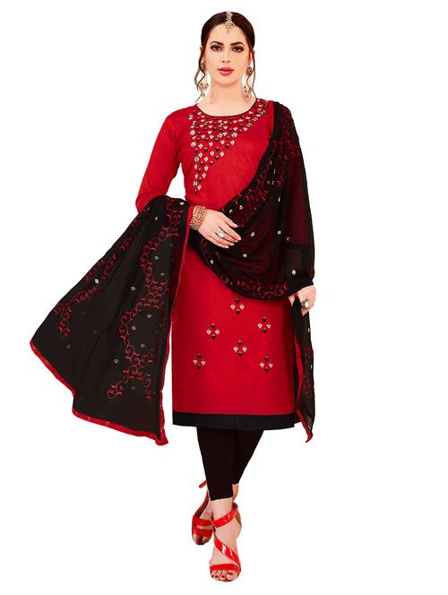 embroidered churidaar unstitched suit - 17393423 - Very Small Image - 1