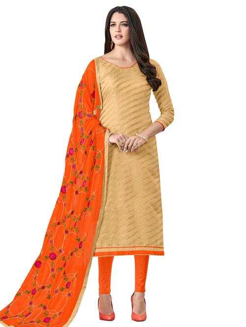 embroidered churidaar unstitched suit - 17393449 - Very Small Image - 1