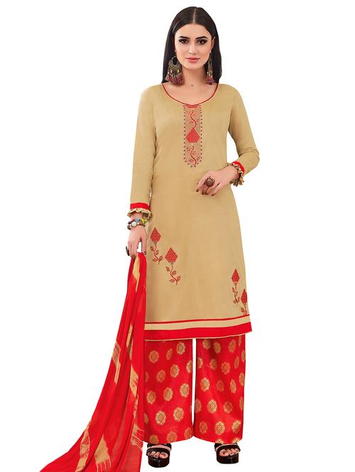 embroidered palazzo unstitched suit - 17393455 - Very Small Image - 1