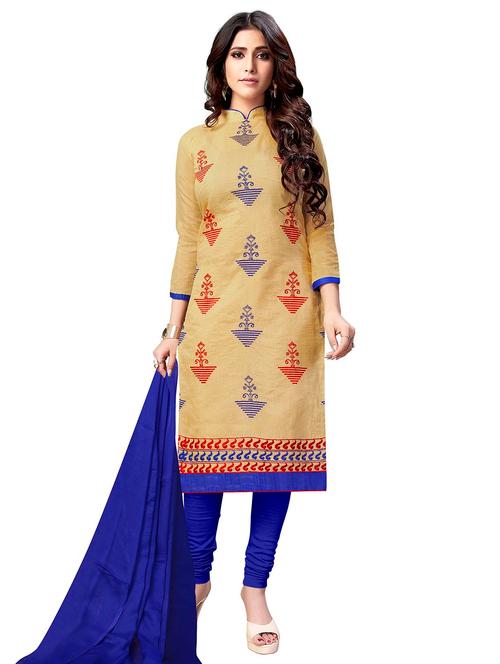 embroidered churidaar unstitched suit - 17393472 - Very Small Image - 1