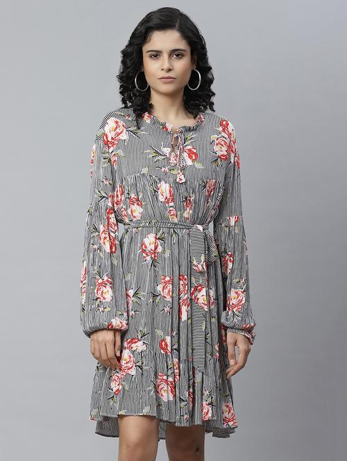 tie front striped flared dress - 17393944 - Very Small Image - 1