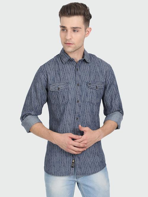 blue printed casual shirt - 17395815 - Very Small Image - 1
