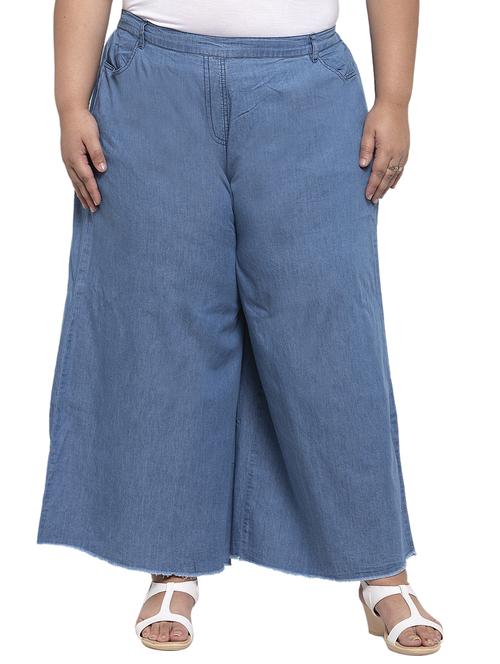 high rise denim palazzo  - 17396545 - Very Small Image - 1