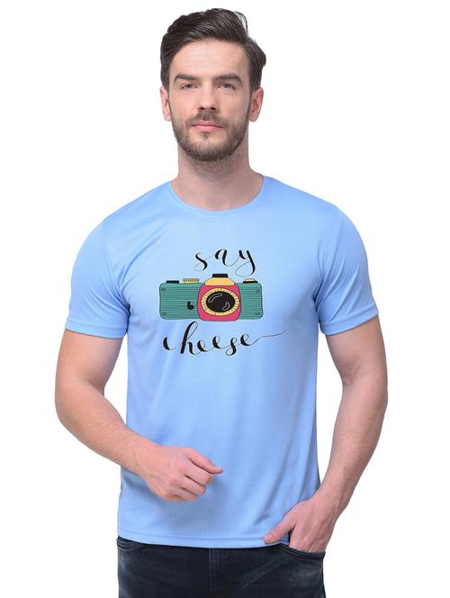 light blue chest print t-shirt - 17397018 - Very Small Image - 1