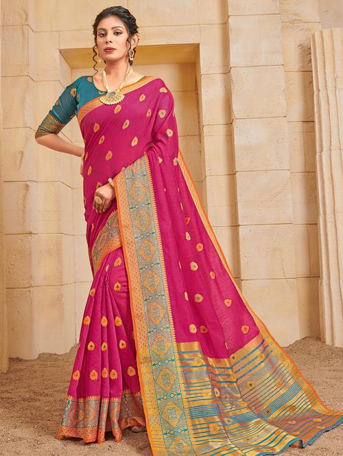 women's self design pink colored saree with blouse - 17397772 - Very Small Image - 1